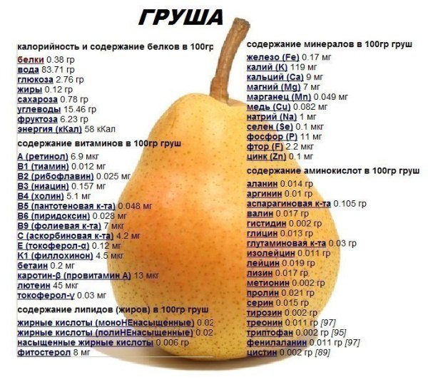  Composición de la fruta de pera