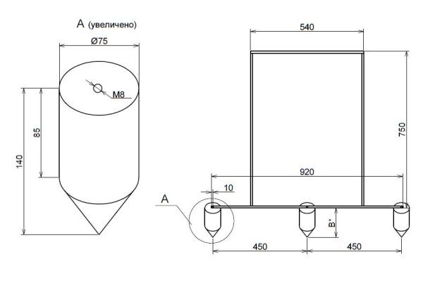  Drawing marker for planting potatoes in 3 holes