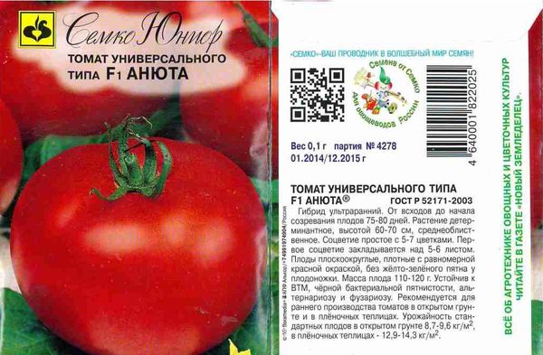  Descrierea și caracteristicile tomatei Anuta