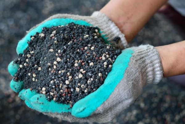  Mixed with the ground fertilizer sprinkled plants