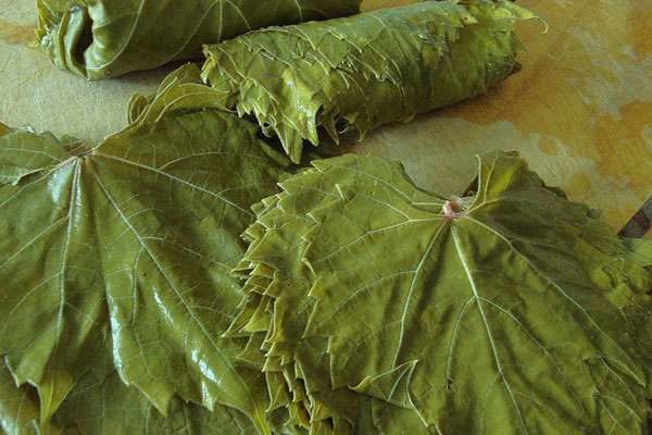  Leaf of grapes close-up on a plate