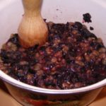  In the absence of a press, the grapes are crushed with a rolling pin.